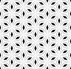 Seamless background with geometric petal flower and dotted line. vector