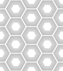 Repeating geometric hexagons with dotted lines. Vector Modern stylish texture. 