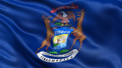 US state flag of Michigan - obrazy, fototapety, plakaty