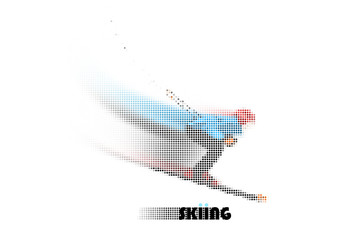 stylized symbol of sport activity made of many circular particles