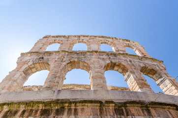 old roman arena, ancient roman ampitheater in Verona, Italy.