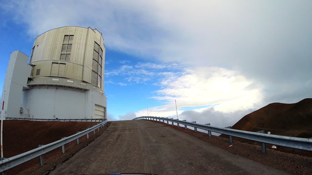 POV Driving White Domed Space Observatory Building Research Images Terrestrial 