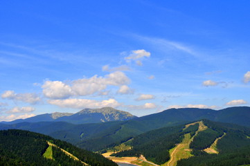 Obraz premium Beautiful landscape in the Carpathian resort Bukovel