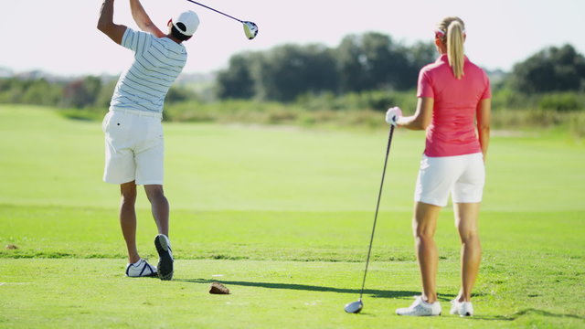 Outdoor Recreation Lifestyle Activity Golf Player Male Female Caucasian Vacation