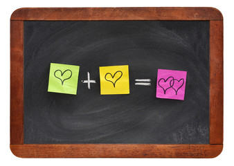 Fototapeta na wymiar love equation on blackboard