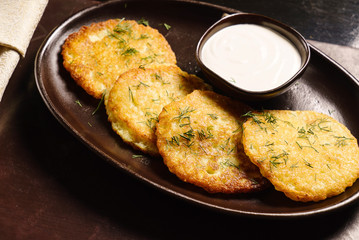 potato pancakes with sour cream