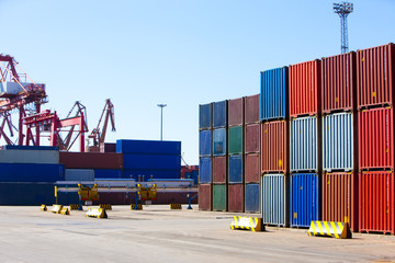 Cargo containers in shipping dock