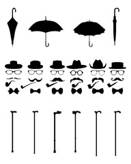 Gentleman icon set vector, isolated vintage and retro