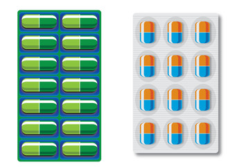 Pills in a blister pack. Vector illustration