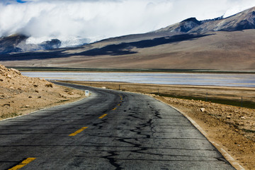 Winding road in Tibet, China