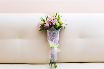 Bouquet of pink and green flowers