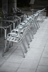 Cafeteria Möbel aus Alu auf Terrasse