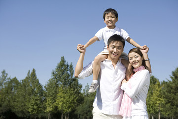 Young family enjoying the park