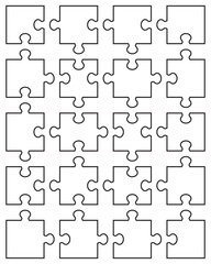 Vector illustration of big white puzzle, separate parts