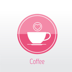 Valentine's day, Vector icon of coffee cup and heart icon