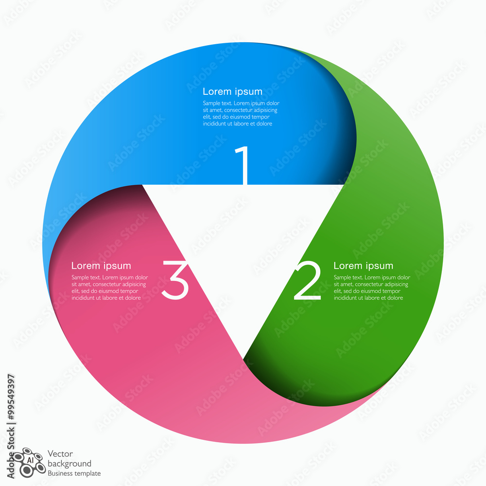Sticker infographic vector background 3-step process