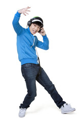 Portrait of a hip man listening to headphones