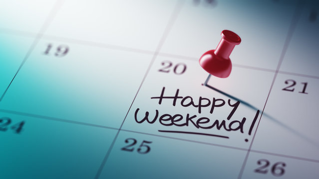 Concept image of a Calendar with a red push pin. Closeup shot of