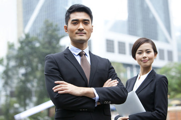Confident business partners in Hong Kong