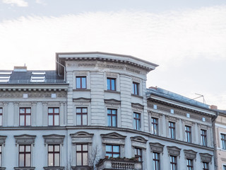 Classic White Facade of Low Rise Urban Building
