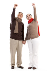 Obraz premium Senior couple punching the air
