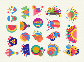 Set geometry element symbol abstract colorful