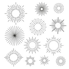 Obraz premium Set of vintage hand drawn sunbursts