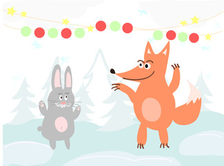 Fox and rabbit
