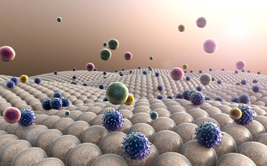 High quality 3d render of fat cells, cholesterol in a cells, cell structure, field of cells, Cell division, Microscopic image of cells, 3d rendering, Cells, Medical video background