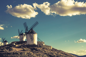 windmills of Don Quixote. Cosuegra, Spain - obrazy, fototapety, plakaty