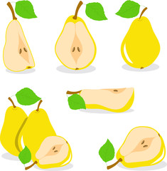 Yellow pears vector illustration on a transparent background