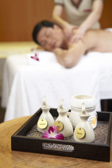 Aromatherapy bottles at a spa