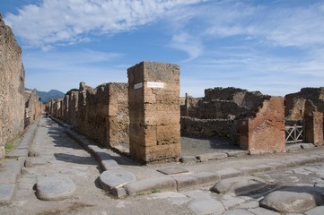 View of the ruins antique city  Pompei  in southern Italy.