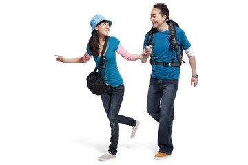 Fototapeta premium Portrait of young couple travelling