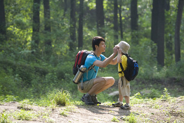 Fototapeta premium Father and son in the great outdoors