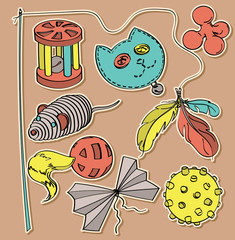 Set of toys for cats