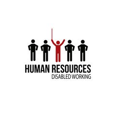 human resources disabled worker illustration over white color ba