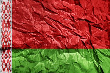 Belarus flag painted on crumpled paper background