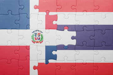 puzzle with the national flag of dominican republic and thailand