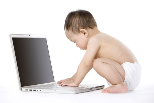 Infant with laptop