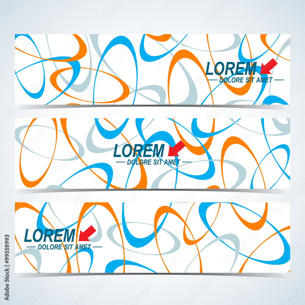 Aufkleber Set of the vector horizontal banners.  Background with colorful circles . Modern design