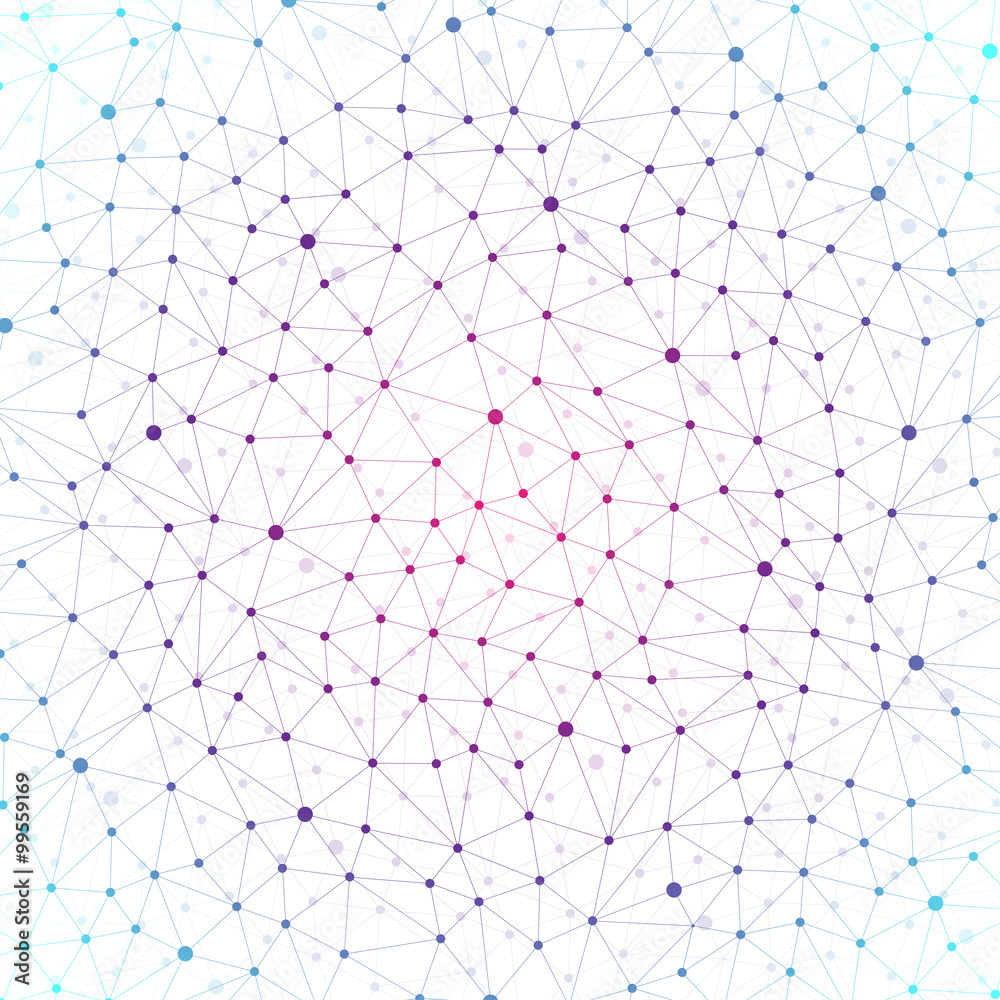 Poster colorful graphic background with connected line and dots. vector illustration