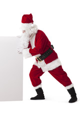Santa Claus with blank whiteboard