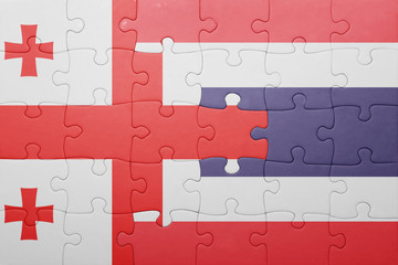 puzzle with the national flag of georgia and thailand