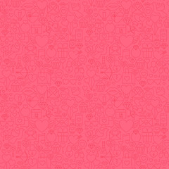 Thin Line Valentine Day Pink Seamless Pattern