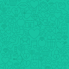 Thin Line Valentine Day Seamless Green Pattern