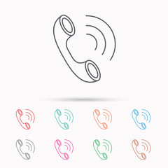 Phone icon. Call sign.