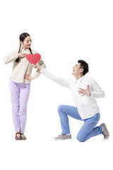 Retro couple expressing love