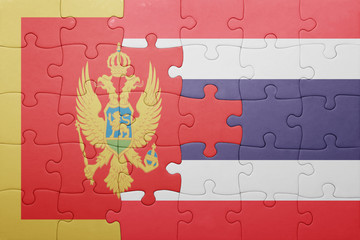 puzzle with the national flag of montenegro and thailand