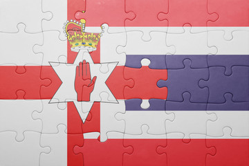 puzzle with the national flag of northern ireland and thailand